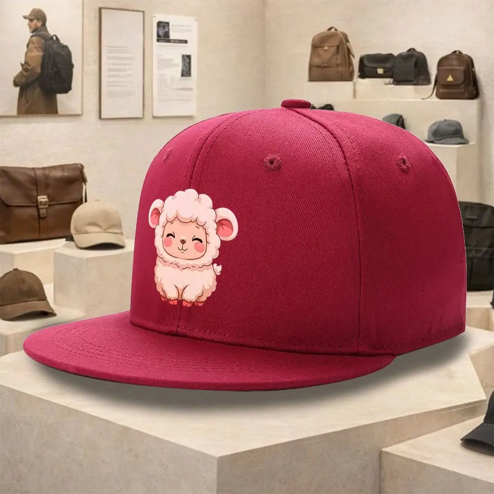Cute Cartoon Lamb Flat Brim Snapback Cap