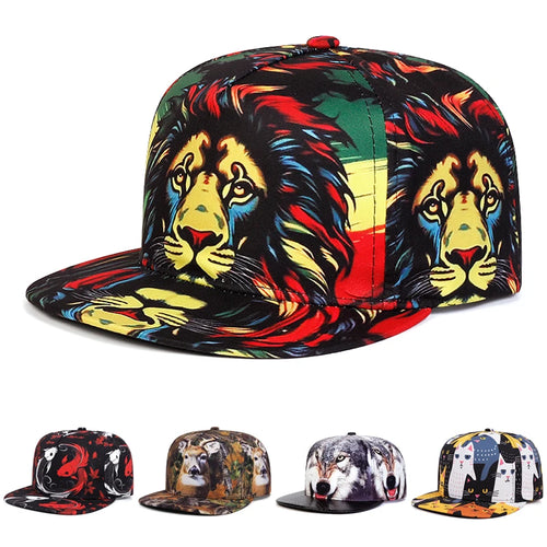 Animal Print Street Hip Hop Flat Brim Cap
