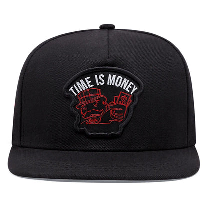 Time Is Money Embroidered Flat Brim Hip Hop Cap