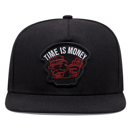 Time Is Money Embroidered Flat Brim Hip Hop Cap
