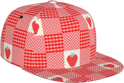 Cute Strawberry Flat Brim Snapback Cap