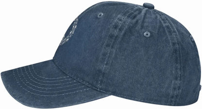 Peace Symbol Distressed Denim Vintage Baseball Cap