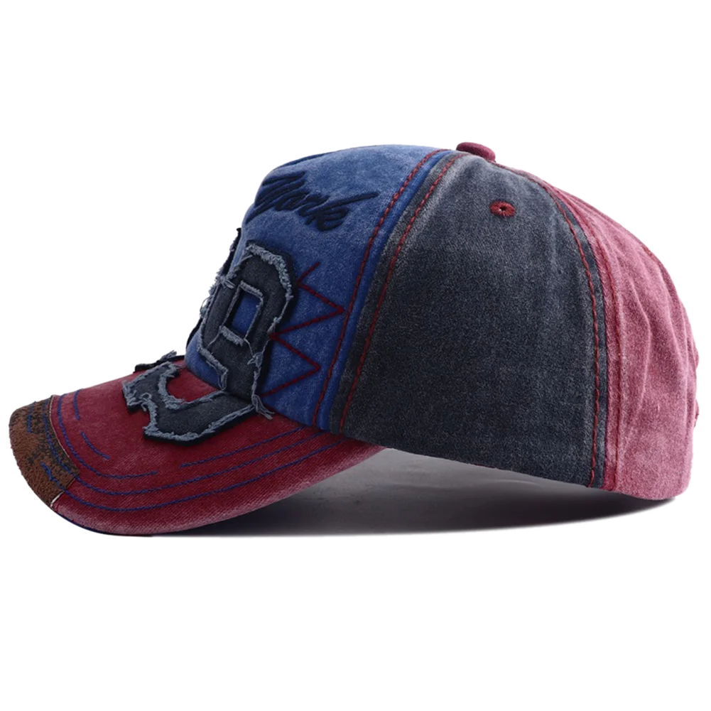 Unisex Washed Cotton Embroidered Letter Baseball Cap