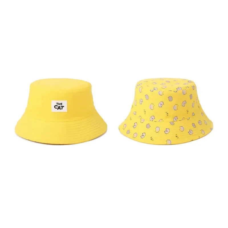 LDSLYJR Cartoon Cat Print Cotton Bucket Hat