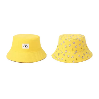 LDSLYJR Cartoon Cat Print Cotton Bucket Hat