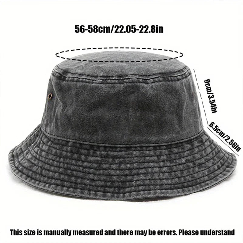 Washed Cotton Panda Embroidery Vintage Bucket Hat