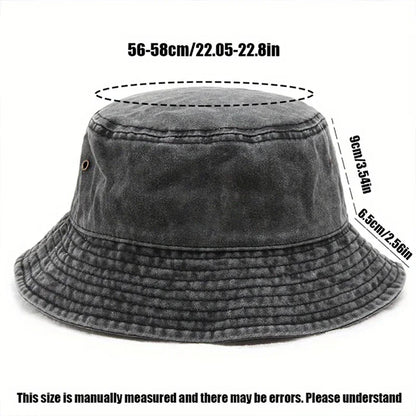 Washed Cotton Panda Embroidery Vintage Bucket Hat