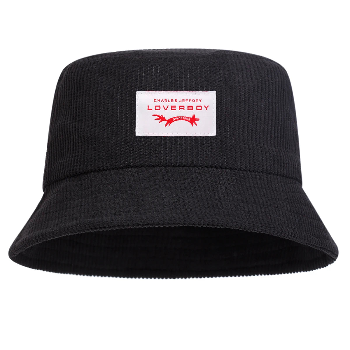 Unisex LOVERBOY Sewing Label Personality Corduroy Bucket Hats