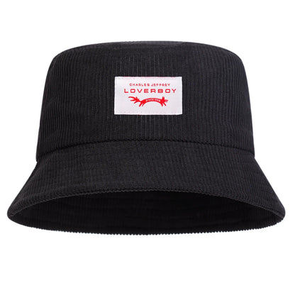 Unisex LOVERBOY Sewing Label Personality Corduroy Bucket Hats