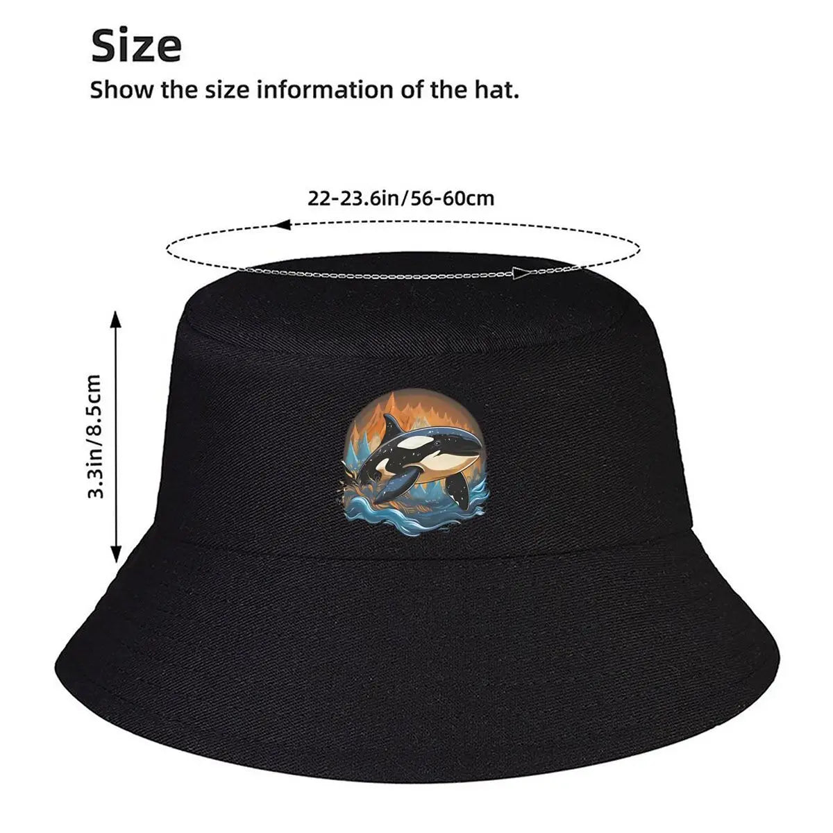 Vintage Orca Ocean Circle Art Bucket Hat