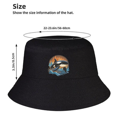 Vintage Orca Ocean Circle Art Bucket Hat