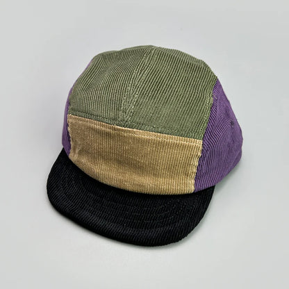 Japanese Color Block Corduroy Retro Snapback Cap