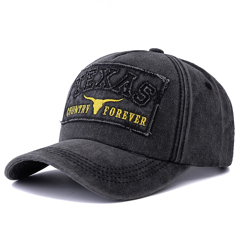 Washed Texas Letter Embroidered Baseball Cap