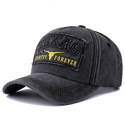 Washed Texas Letter Embroidered Baseball Cap