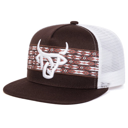 Unisex Ox Head Embroidery Hip-hop Net Hats