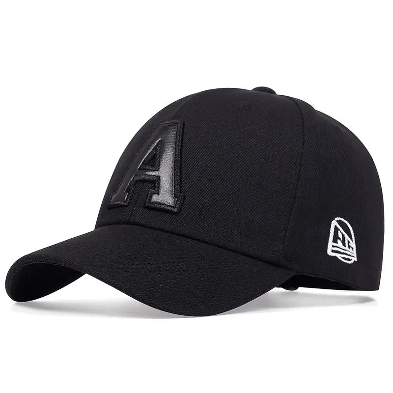 Unisex A Letter Leather Label Embroidery Baseball Caps