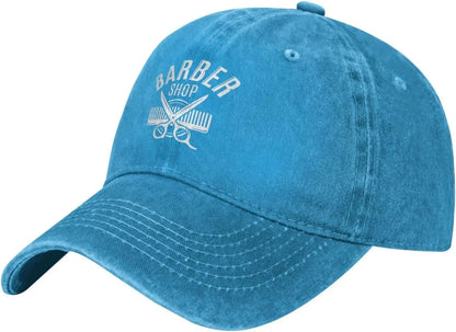 Barber Shop Tools Washed Denim Baseball Cap
