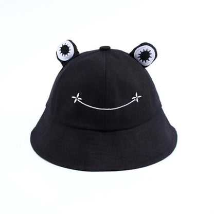 Women Embroidered Frog Sun Bucket Hat