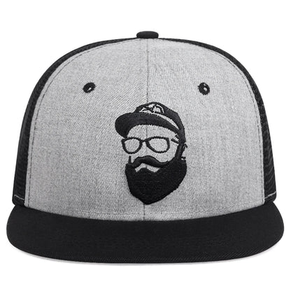 Unisex Uncle Beard Embroidery Hip-hop Net Hats