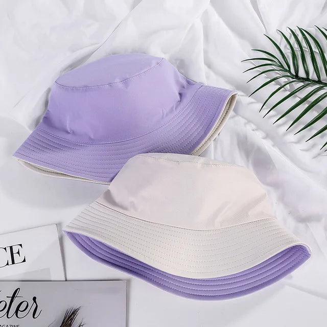 Double-sided Wearing Cap Solid Color Bucket Hat