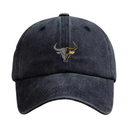 Washed Cotton Bull Head Printed Adjustable Baseball Cap