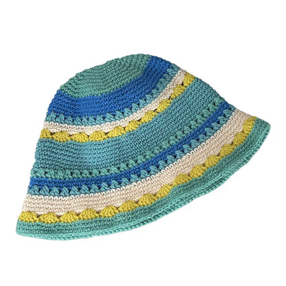 Handmade Striped Breathable Knit Bucket Hat