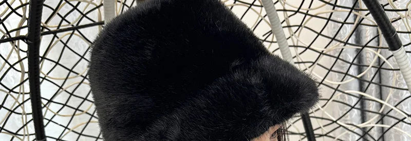 Leopard Faux Fur Plush Winter Bucket Hat