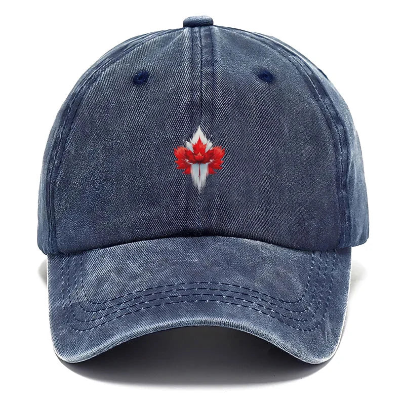 Vintage Washed Cotton Red Maple Leaf Baseball Cap