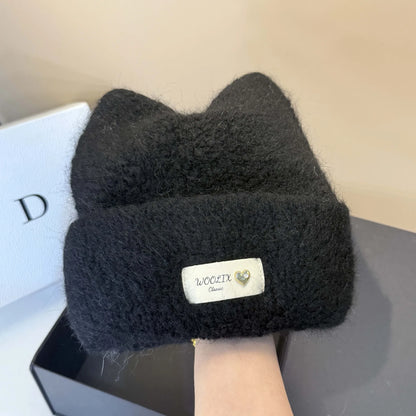 Wool Knit Winter Cat Ear Beanie