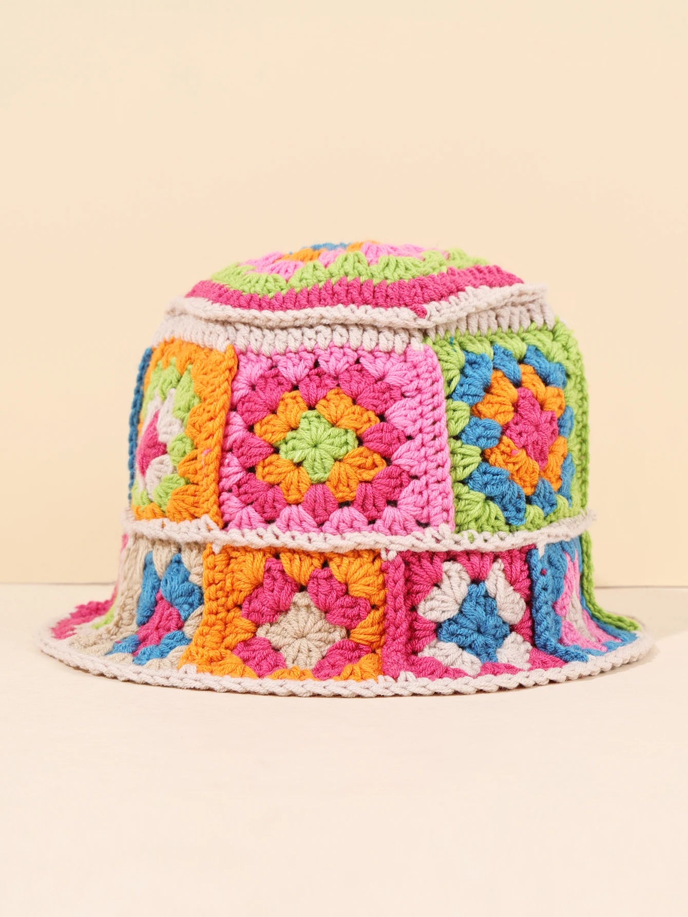 Colorful Retro Floral Woven Bucket Hat