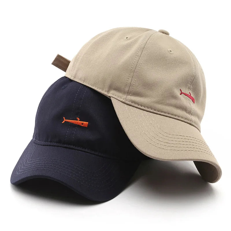 Simple Whale Embroidery Soft Cotton Baseball Cap