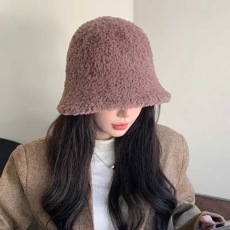 Women's Plush Fur Bucket Hat