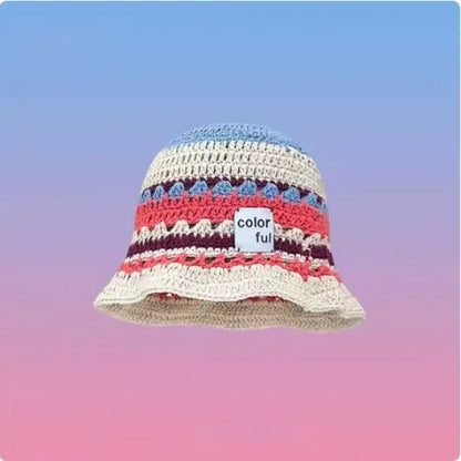 New Japanese Contrasting Color Sweet Bucket Hat