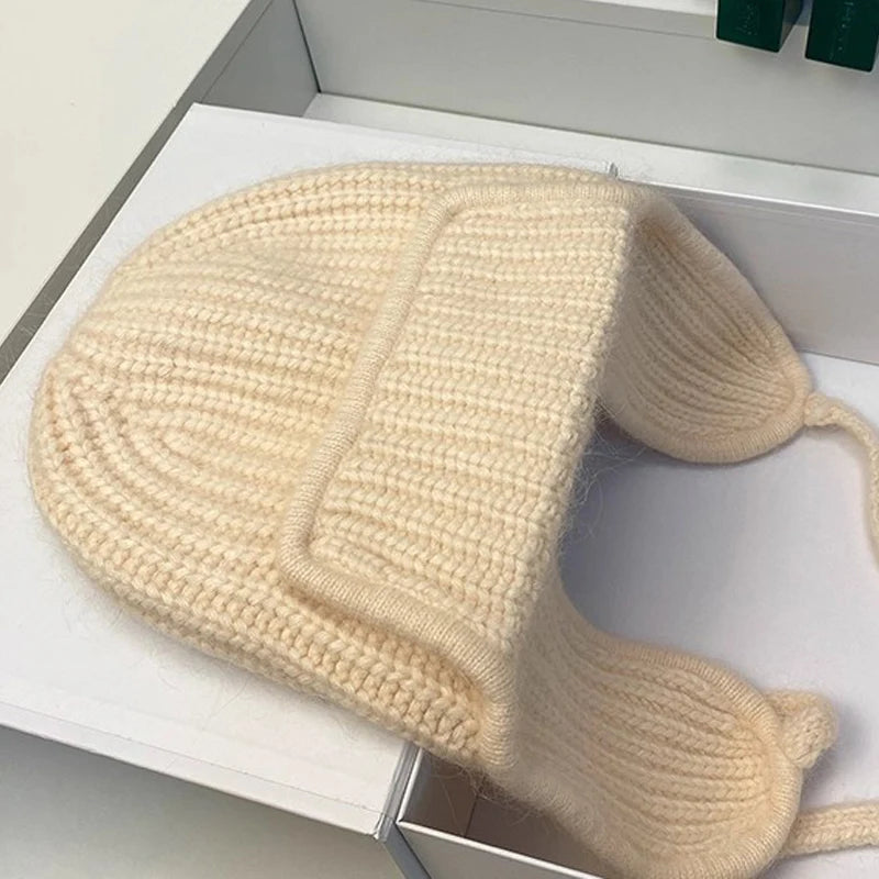 Knitted Wool Ear Protection Winter Bucket Hat
