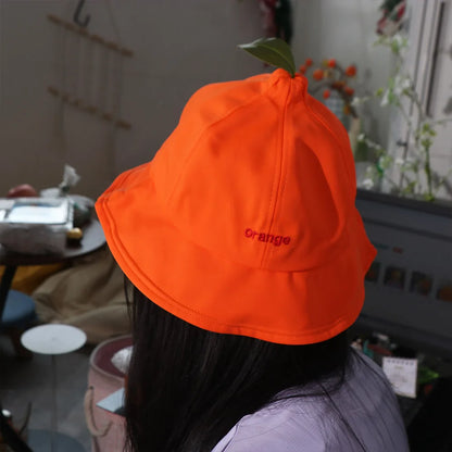 Quick Dry Orange UV Big Brim Bucket Hat