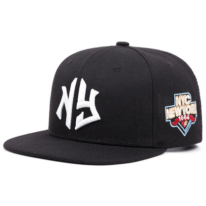 Letter NY1664 Embroidered Flat Brim Baseball Hat