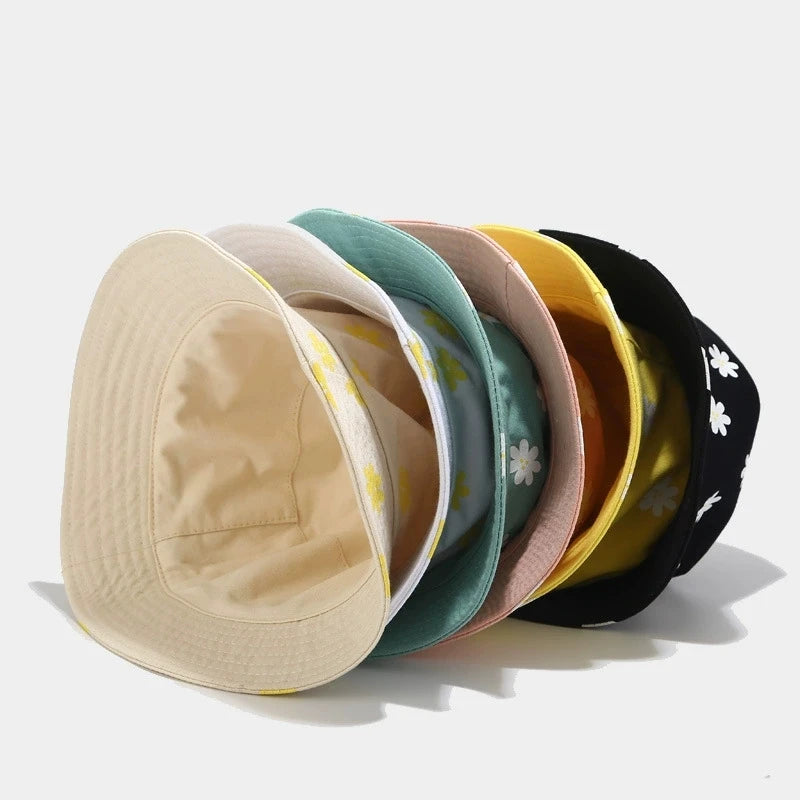 Korean Flower Printed Double Sided Bucket Hat
