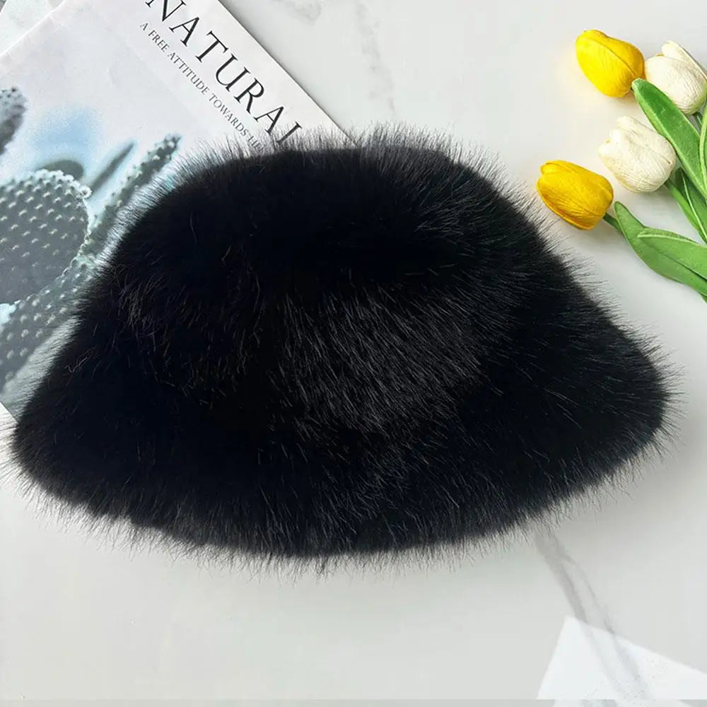 Fluffy Fur Plush Ear Protection Bucket Hat