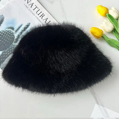 Fluffy Fur Plush Ear Protection Bucket Hat