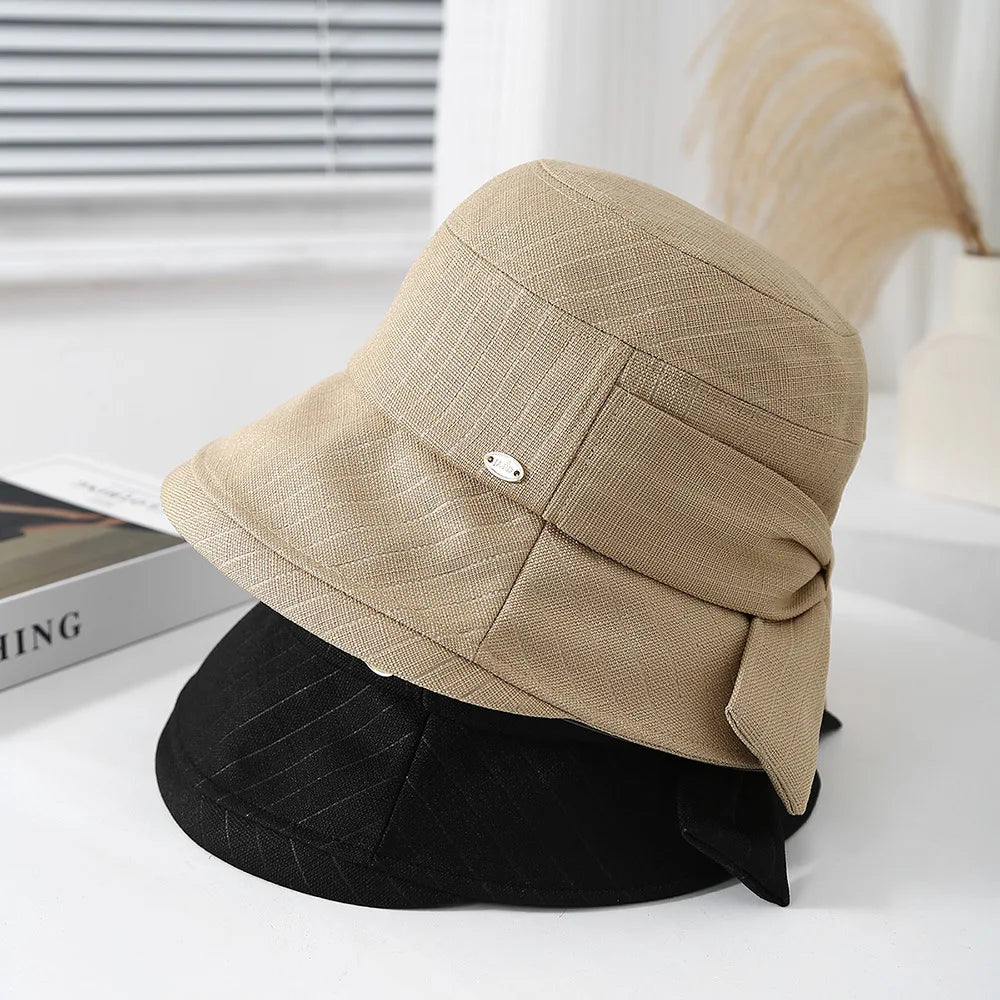 Women's Bucket Hat With Bow Solid