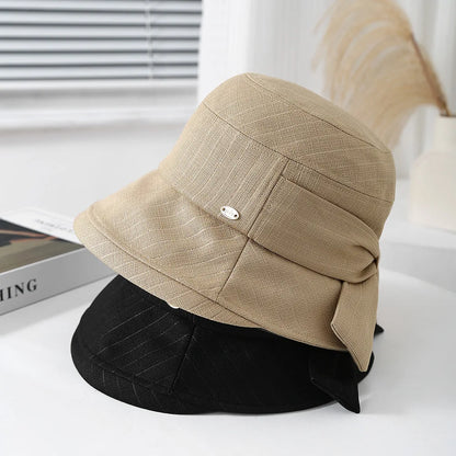 Women's Bucket Hat With Bow Solid