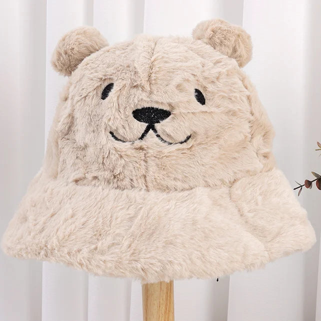 Cute Bear Plush Winter Bucket Hat