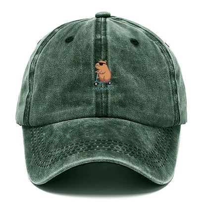 Capybara Cartoon Embroidery Vintage Washed Cotton Baseball Cap
