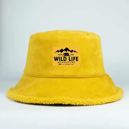 Winter Reversible Faux Suede Bucket Hat