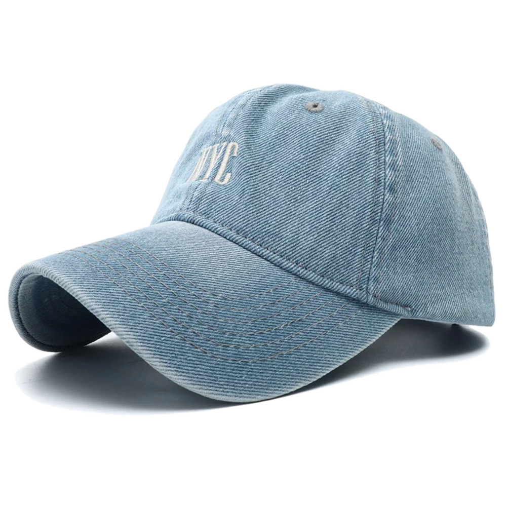 Unisex Vintage NYC Embroidery Washed Denim Baseball Cap