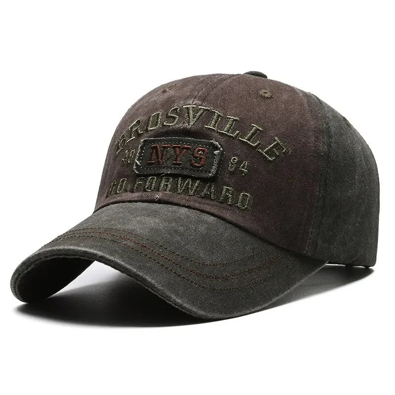 Distressed Cotton Letter Embroidered Baseball Cap
