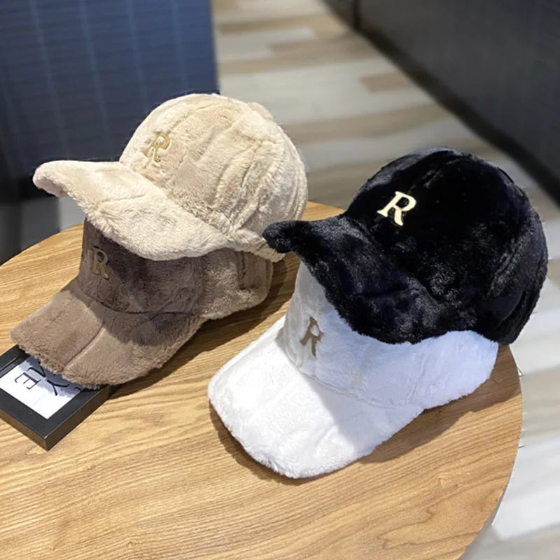 Faux Plush Warm Snapback Baseball Cap