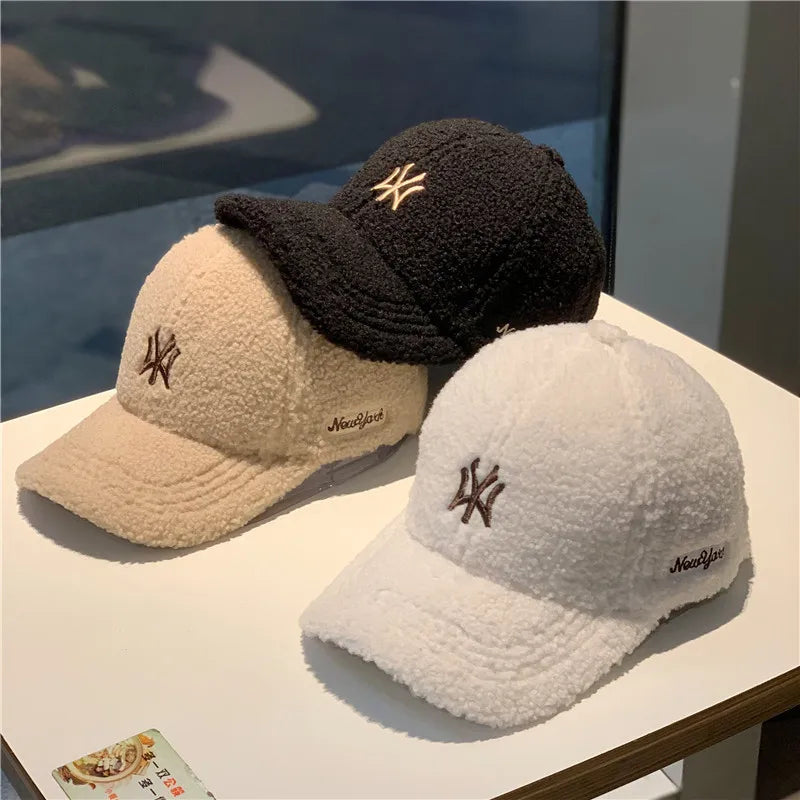 Faux Cashmere Letter Logo Winter Baseball Cap
