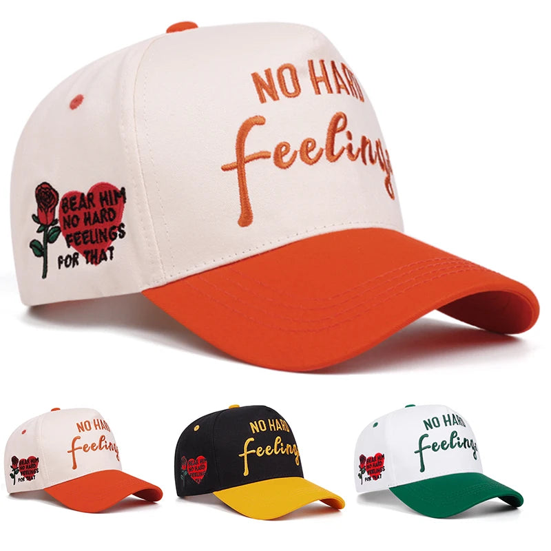 No Hard Rose Letter Embroidery Baseball Cap