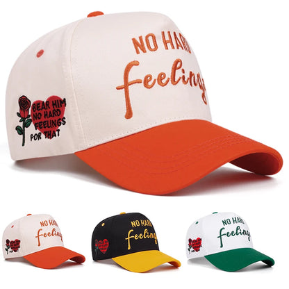 No Hard Rose Letter Embroidery Baseball Cap